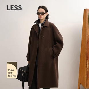 【商场同款】LESS2025冬新复古长款绵羊毛大衣毛呢外套2P0817720