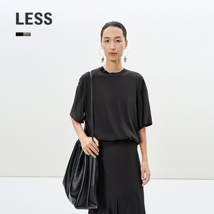 女百搭宽松休闲上衣2P5213620 LESS夏圆领桑蚕丝衬衫 精工系列