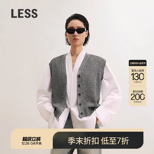 V领针织衫 休闲无袖 LESS2025年秋新款 马甲女2P731851H 商场同款