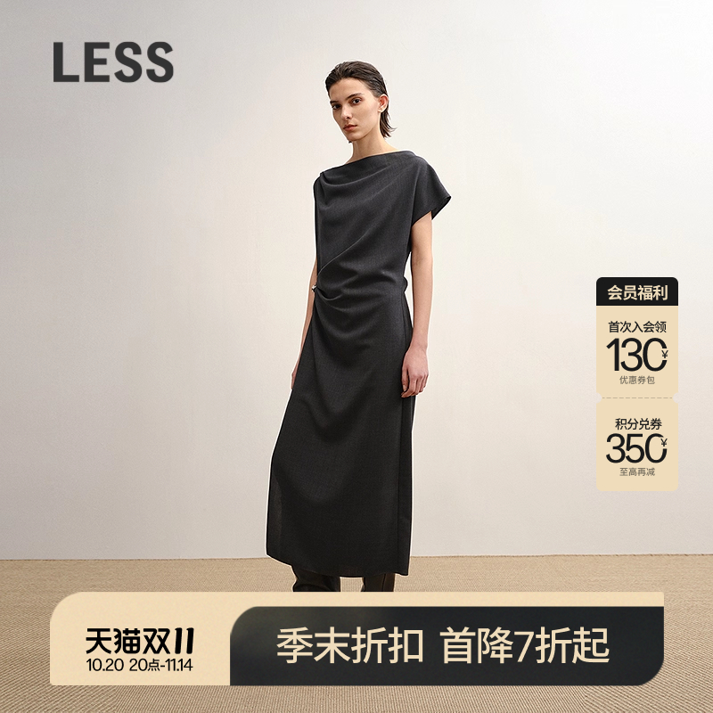 LESS气质不规则无袖连衣裙