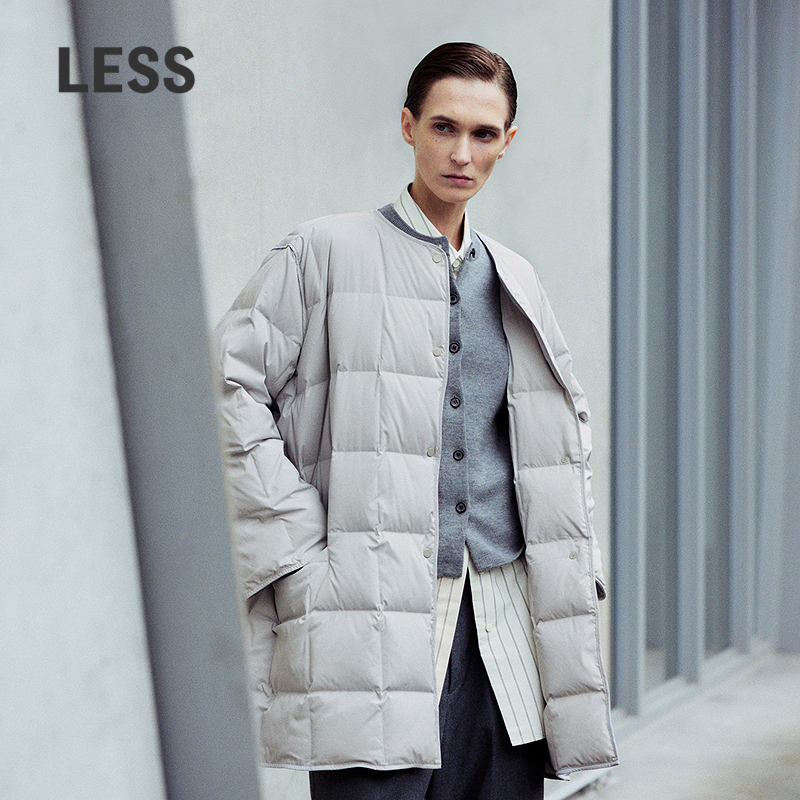 LESS冬季轻薄中长款泡芙羽绒服