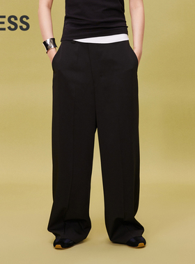 LESS春斜门襟垂感基础通勤百搭休闲宽松直筒西装裤长裤2O3E10220