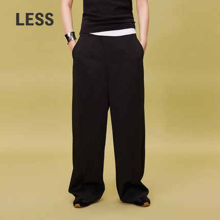 LESS春斜门襟垂感基础通勤百搭休闲宽松直筒西装裤长裤2O3E10220