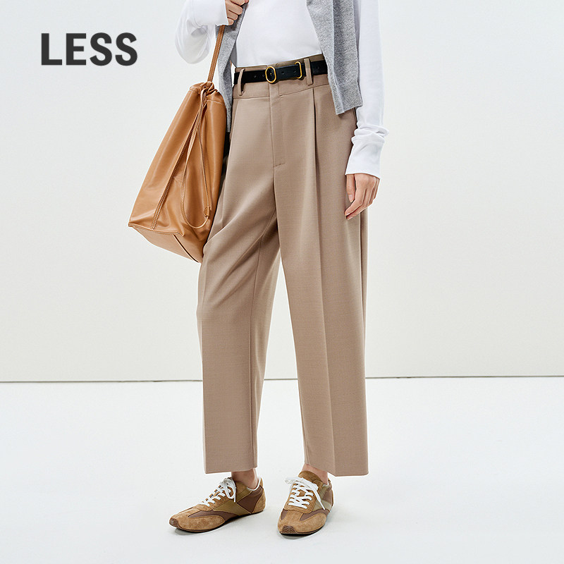 LESS绵羊毛通勤西装裤女高腰百搭显瘦垂感直筒九分裤女2P1E1