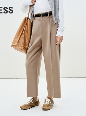 LESS绵羊毛通勤西装裤女高腰百搭显瘦垂感直筒九分裤女2P1E11350