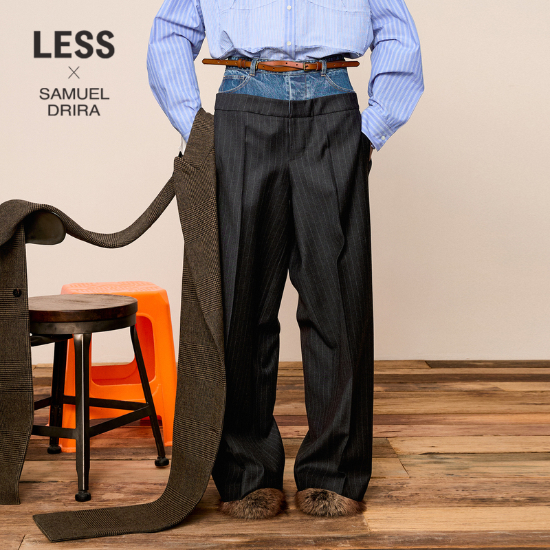 【SAMUEL系列】LESS秋冬拼接个性宽松直筒西装休闲裤子2O0E13730