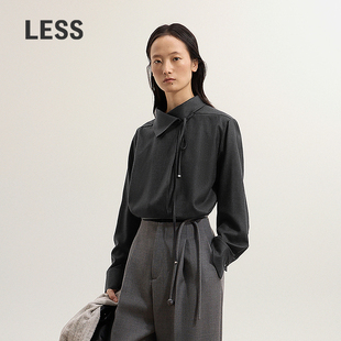 通勤设计感绵羊毛系带衬衫 LESS2025冬新款 2PA21509H 商场同款