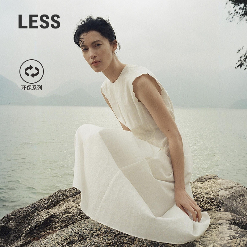 LESS环保棉麻收腰无袖连衣裙图片