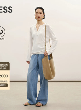 【商场同款】LESS2026夏新款复古莱赛尔棉阔腿牛仔裤女2Q5E15990