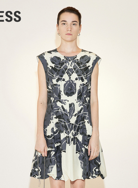 【精工系列】LESS桑蚕丝裙子女度假风印花无袖连衣裙2N7G12430