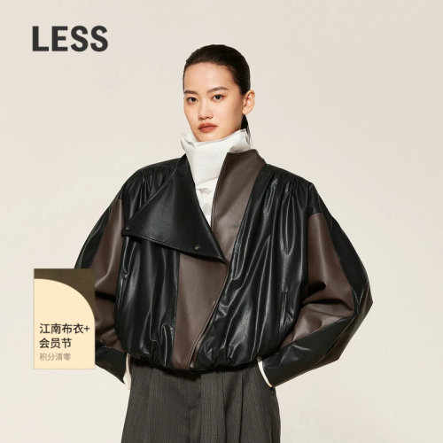 LESS复古机车感色PU皮衣短外套