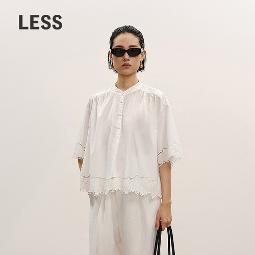 LESS镂空绣花中袖衬衫