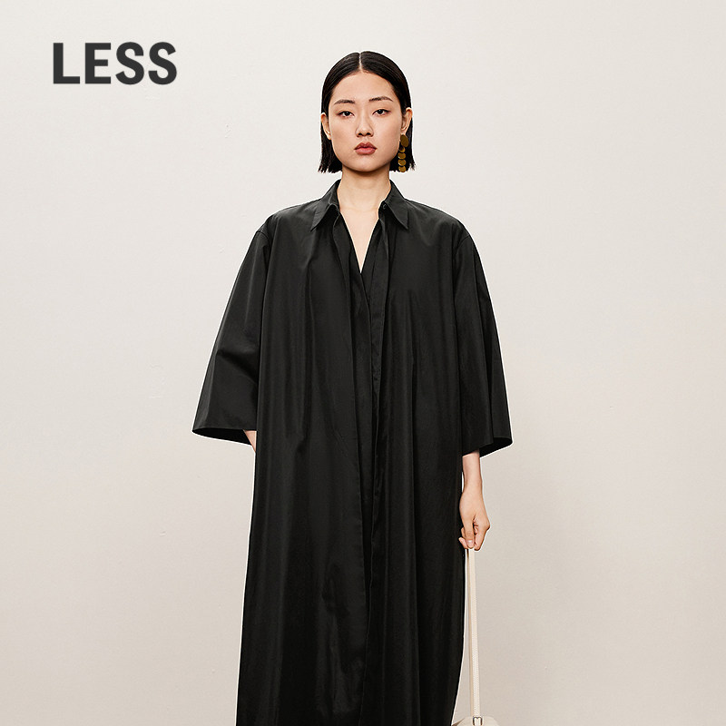 LESS衬衫连衣裙通勤七分袖匹马棉图片
