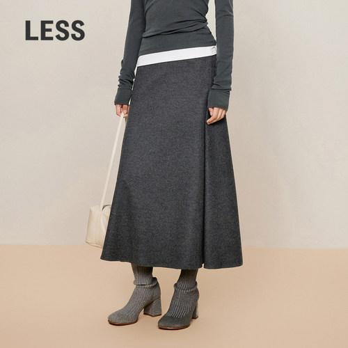 LESSA字半身裙秋冬针织呢伞裙