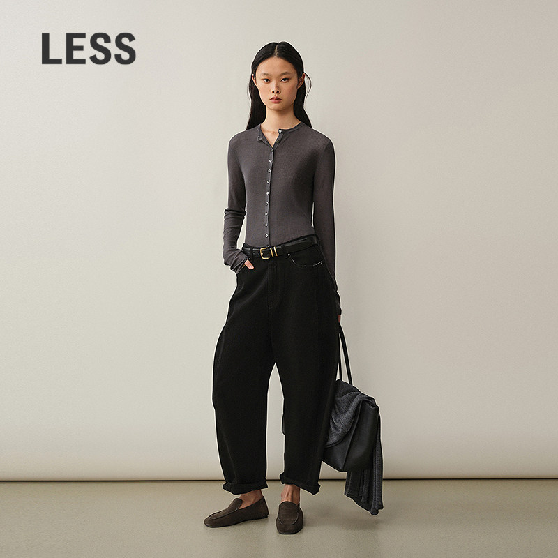 LESS全棉九分牛仔香蕉裤图片
