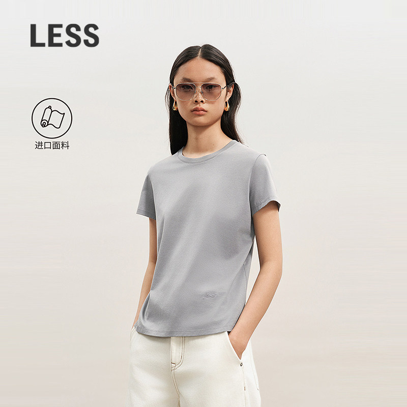 LESS圆领H型直筒全棉短袖T恤图片