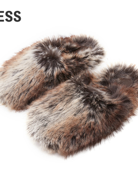 LESS优雅时尚舒适毛毛拖鞋秋冬圆头休闲便鞋女3O9M14690