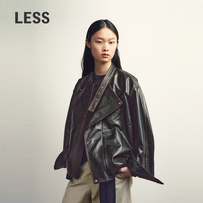 【商场同款】LESS2026春新款宽松立领羊皮革皮衣外套女2Q1