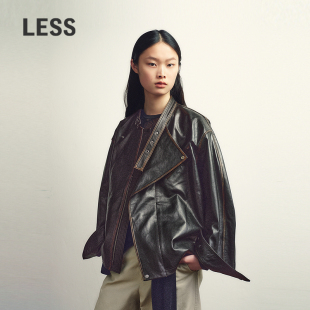 宽松立领羊皮革皮衣外套女2Q1A1526H LESS2026春新款 商场同款