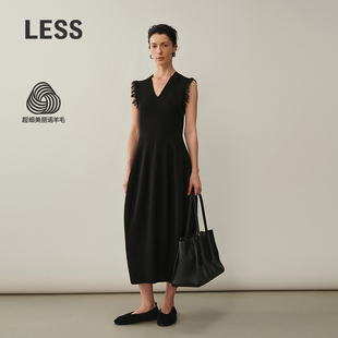 【商场同款/精工系列】LESS2026秋新修身棉绵羊毛连衣裙2Q7G10020