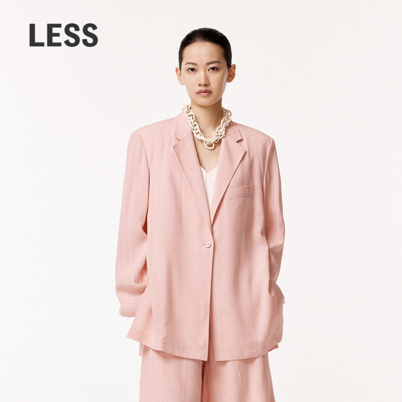 【精工系列】LESS粉色西装外套女宽松廓形休闲西服2O47142