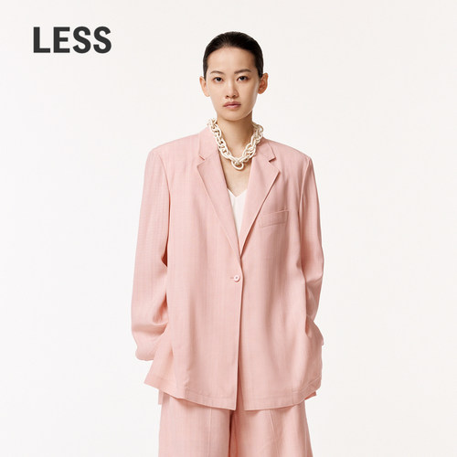 【精工系列】LESS粉色西装外套女宽松廓形休闲西服2O4714230
