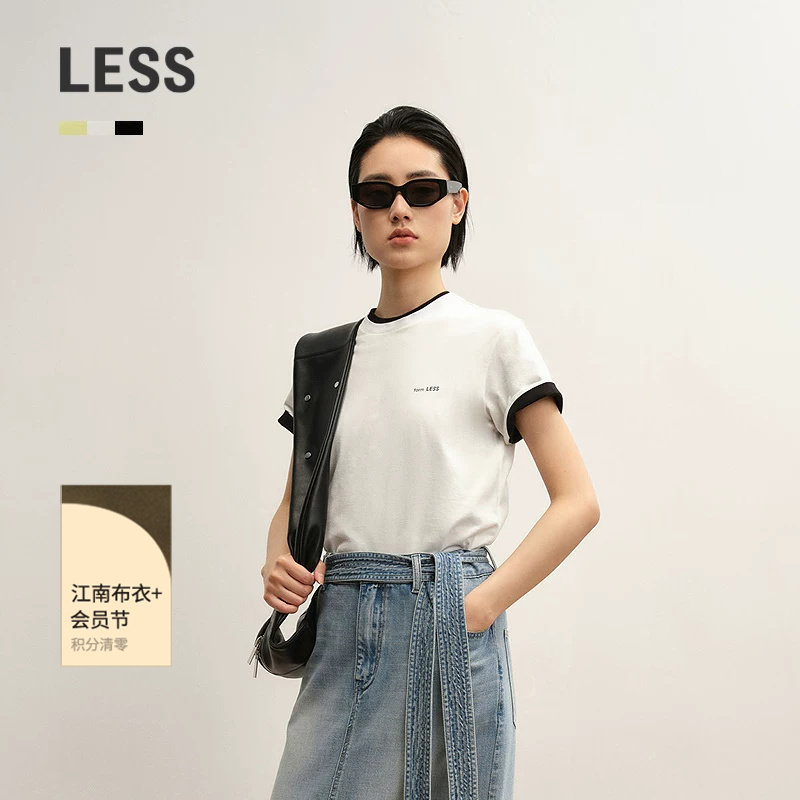 【0压系列】LESS秋简约棉质纯色字母休闲百搭T恤女2P7114