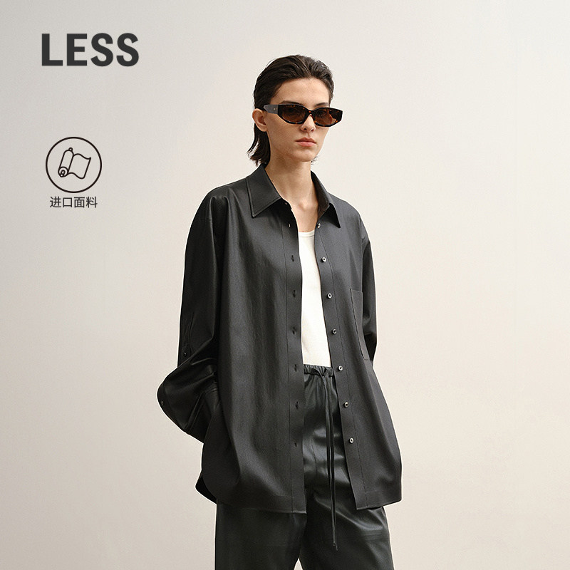 LESS进口简约仿皮衣衬衫外套图片