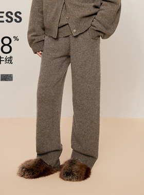 【0压系列】LESS秋冬休闲直筒裤女牦牛绒纯色针织呢裤子2OAE12030