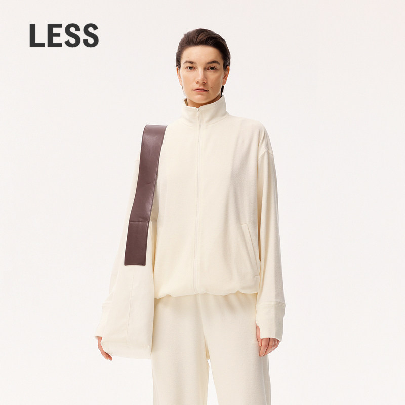 【0压系列】LESS春季双拉链卫衣毛巾布立领极简休闲外套2O2412100