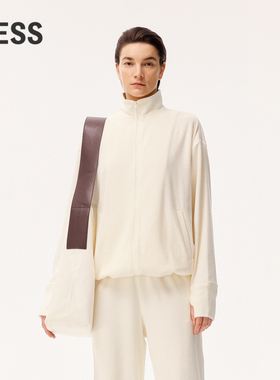 【0压系列】LESS春季双拉链卫衣毛巾布立领极简休闲外套2O2412100