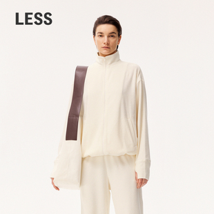 双拉链卫衣毛巾布立领极简休闲外套2O2412100 LESS春季 0压系列