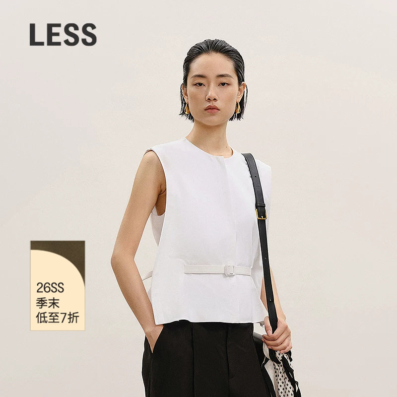 LESS工装感圆领皮带马甲图片