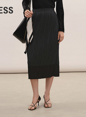 【商场同款/精工系列】LESS2026春新款压褶拼接半身裙2Q1D13010