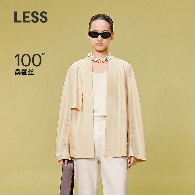 【0压系列】LESS解构无领夹克桑蚕真丝宽松简约休闲外套2O49