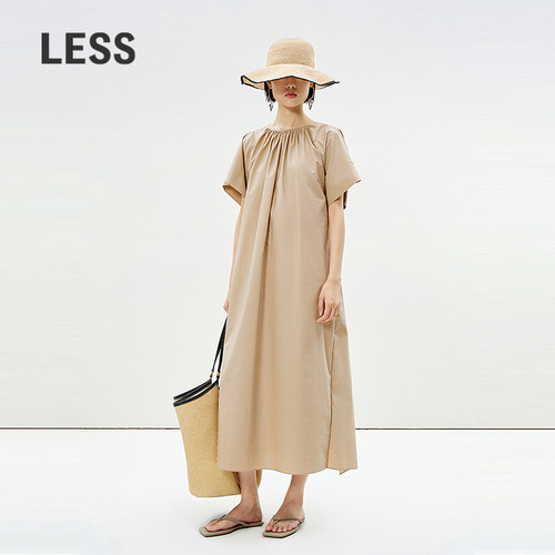 LESS全棉通勤度假短袖连衣裙
