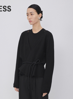 LESS春秋绵羊毛开衫休闲简约V领短款针织衫2N9310830