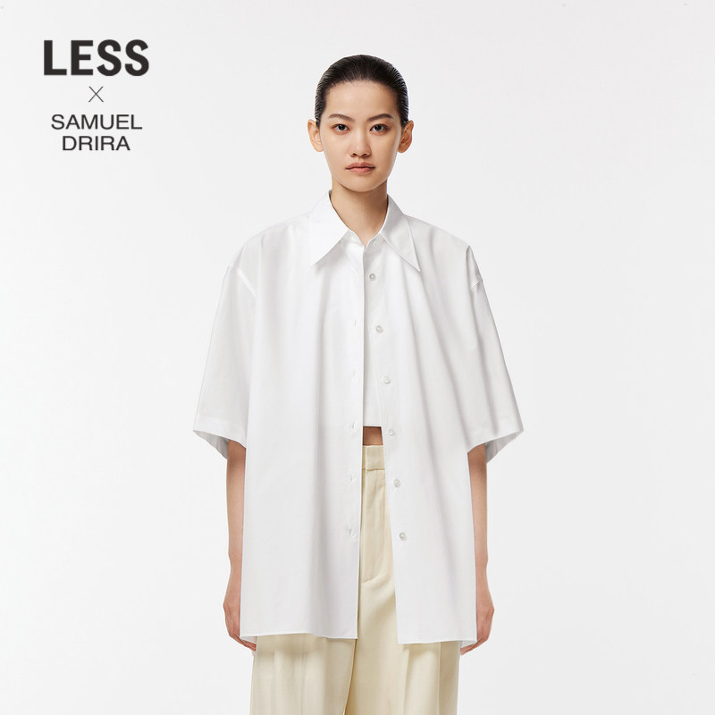 LESS春秋通勤全棉短袖衬衫女图片