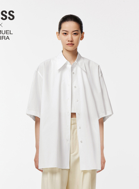 【LESSxSamuel】全棉短袖衬衫女春秋通勤宽松休闲上衣女2O7210190