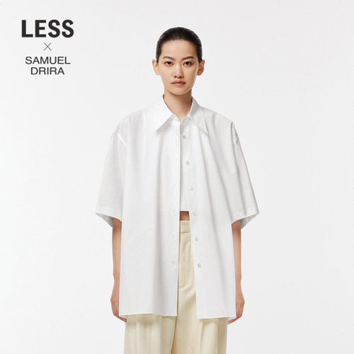 LESS春秋通勤全棉短袖衬衫女