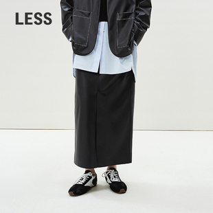 舒适半身PU皮裙2P2D11160 LESS春通勤直筒腰裙时尚 精工系列