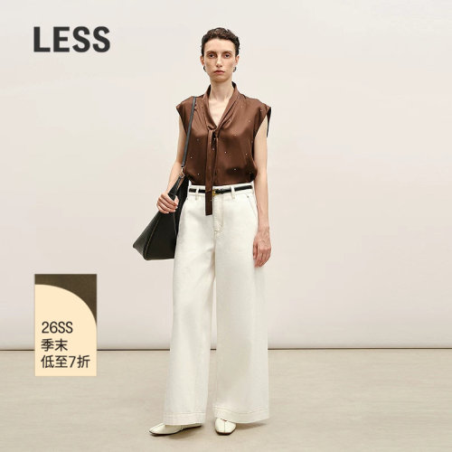 LESS休闲轻薄阔腿牛仔裤