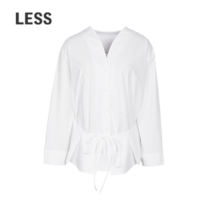 收腰纯色含棉衬衫 LESS2026春新款 精工系列 2Q2215780 商场同款