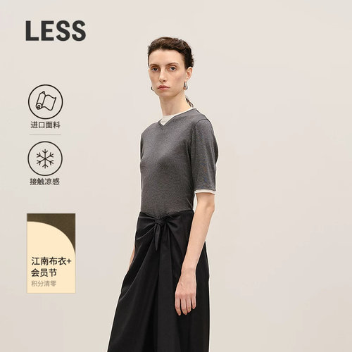 LESS夏接触凉感V领T恤