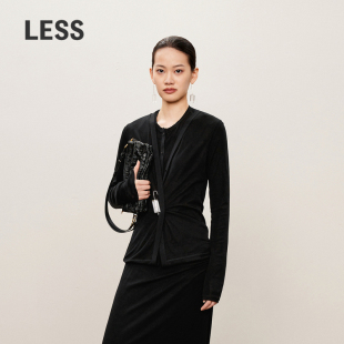 女春秋莱赛尔长袖 针织衫 LESS假两件修身 T恤2O8112730 0压系列