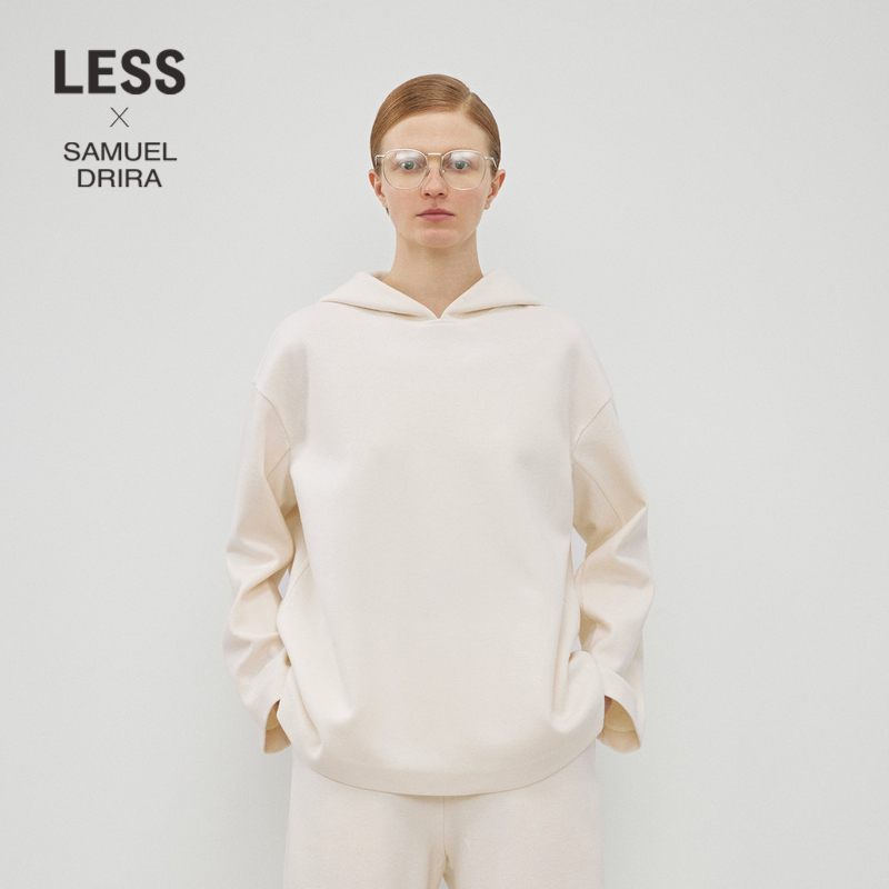 【LESSxSamuel】冬季绵羊毛简约休闲连帽套头卫衣2NA412500