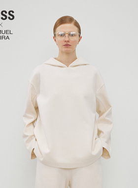 【LESSxSamuel】冬季绵羊毛简约休闲连帽套头卫衣2NA412500