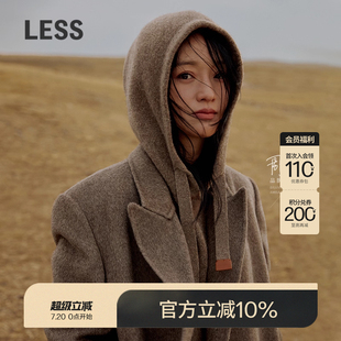 女2OA311900 0压系列 LESS冬下摆松紧毛衫 女连帽牦牛绒针织衫