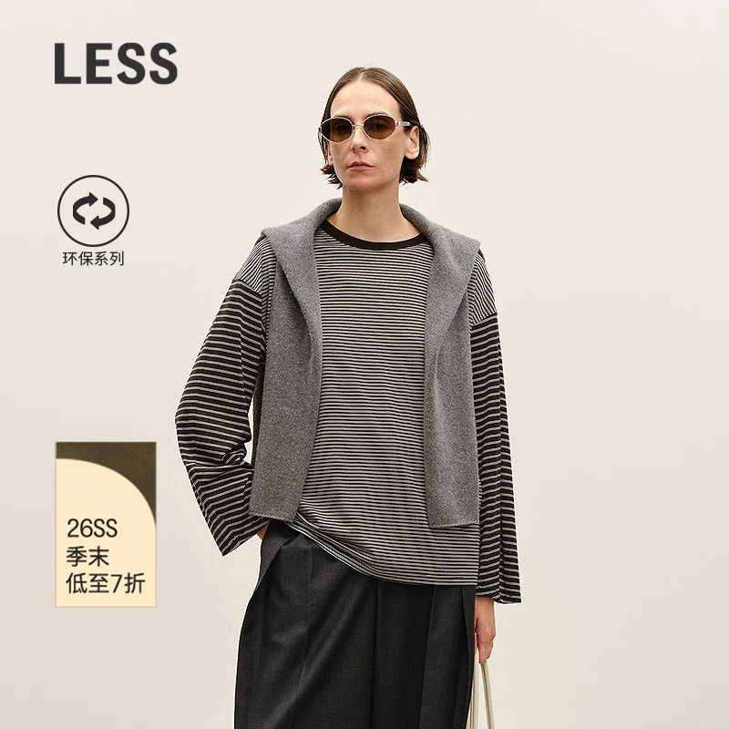LESS环保莱赛尔条纹长袖T恤图片
