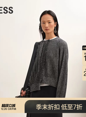 【商场同款】LESS2025年冬新款不规则撞色含羊绒针织衫2P0316160